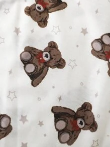 SHEIN 嬰兒嬰兒1入組小熊印花連身背心和1入組素色連身背心 - 彩色 - 查看 10