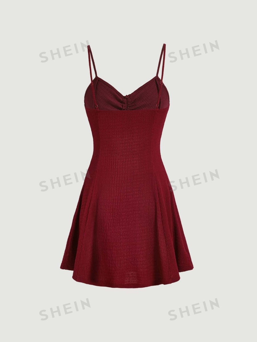 SHEIN MOD Solid Drawstring Front Cami Dress SHEIN UK