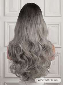 Haircube 28 Inch Đen Xám Ombre Nổ Dài Xoăn Đẹp Duyên Dáng Mê Hoặc Tổng Hợp Thời Trang Bộ Tóc Giả Dành Cho Nữ - Nhiều màu - Xem 2