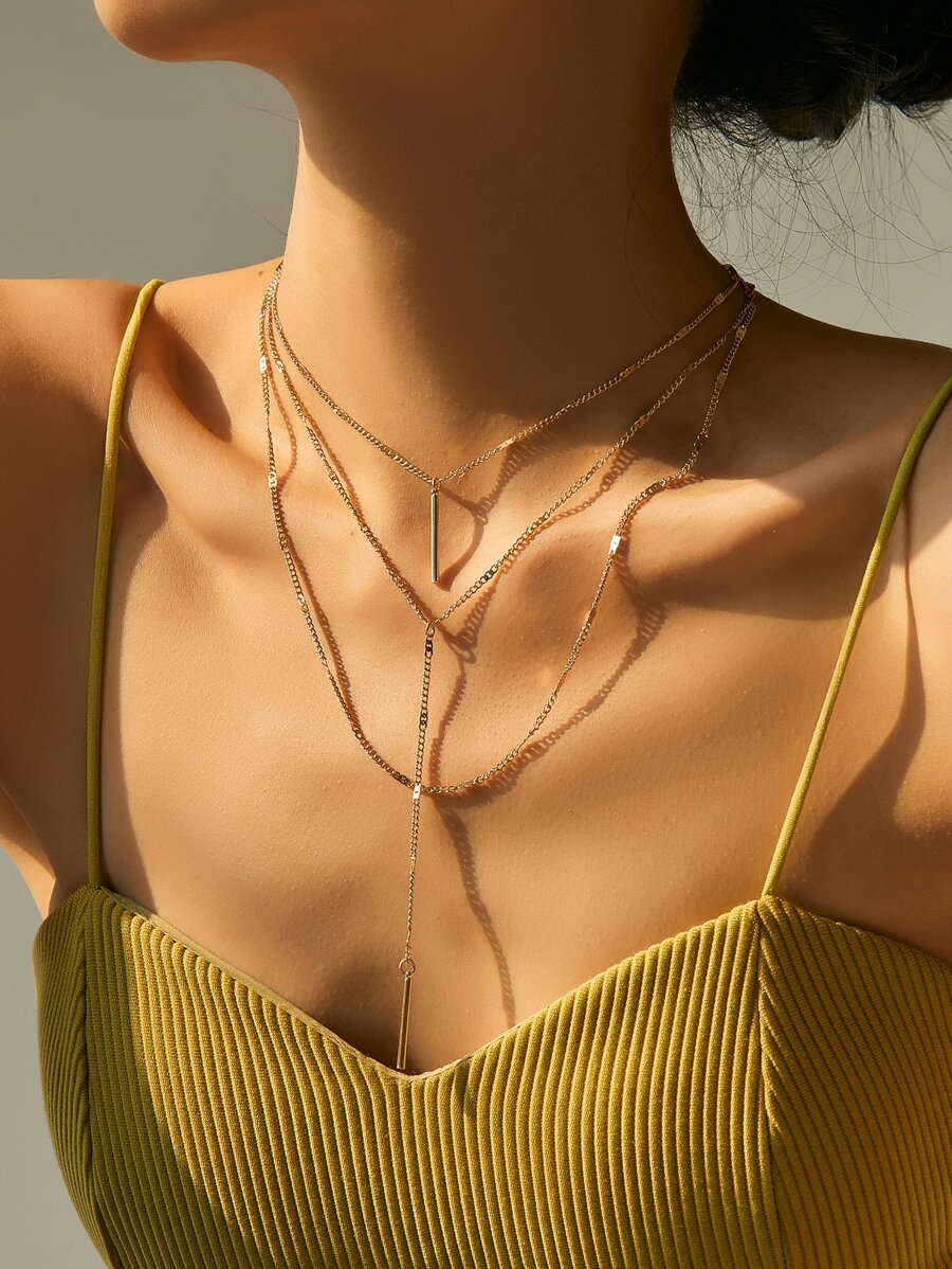 Nooxian Vòng cổ Y Lariat nhiều lớp tối giản
