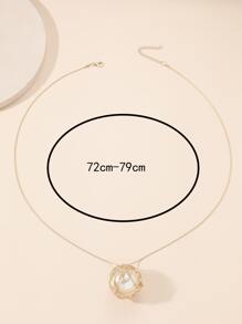 人造珍珠裝飾圓形吊飾項鍊