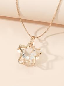 星形墜飾項鍊 - 金黃色 - 查看 2