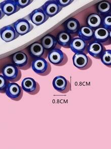 100入組樹脂邪惡之眼細節DIY珠子 - 寶藍色 - 查看 3