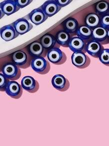 100入組樹脂邪惡之眼細節DIY珠子 - 寶藍色 - 查看 4