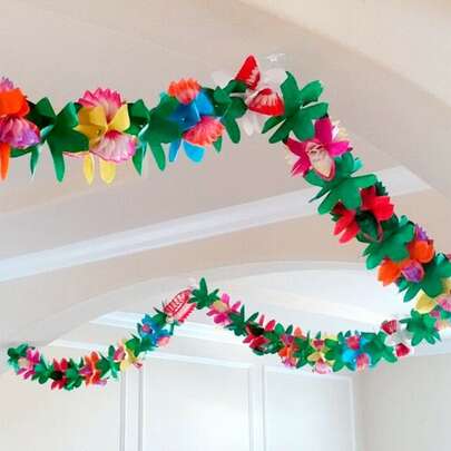 1 pieza Guirnalda de flores hawaianas coloridas, decoración de fiesta, Navidad