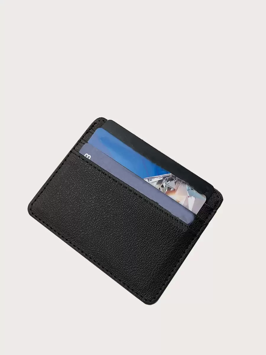 1pc Minimalist Wallet Bank ID Women Purse Ultra Thin Money Case PU Leather Card Cover Pouch School Supplies Teacher Gifts Back To School Card Holder Card Holder Wallet Business Card Holder Credit Card Holder For Men Mini Wallet Card Wallet - Black - View 1