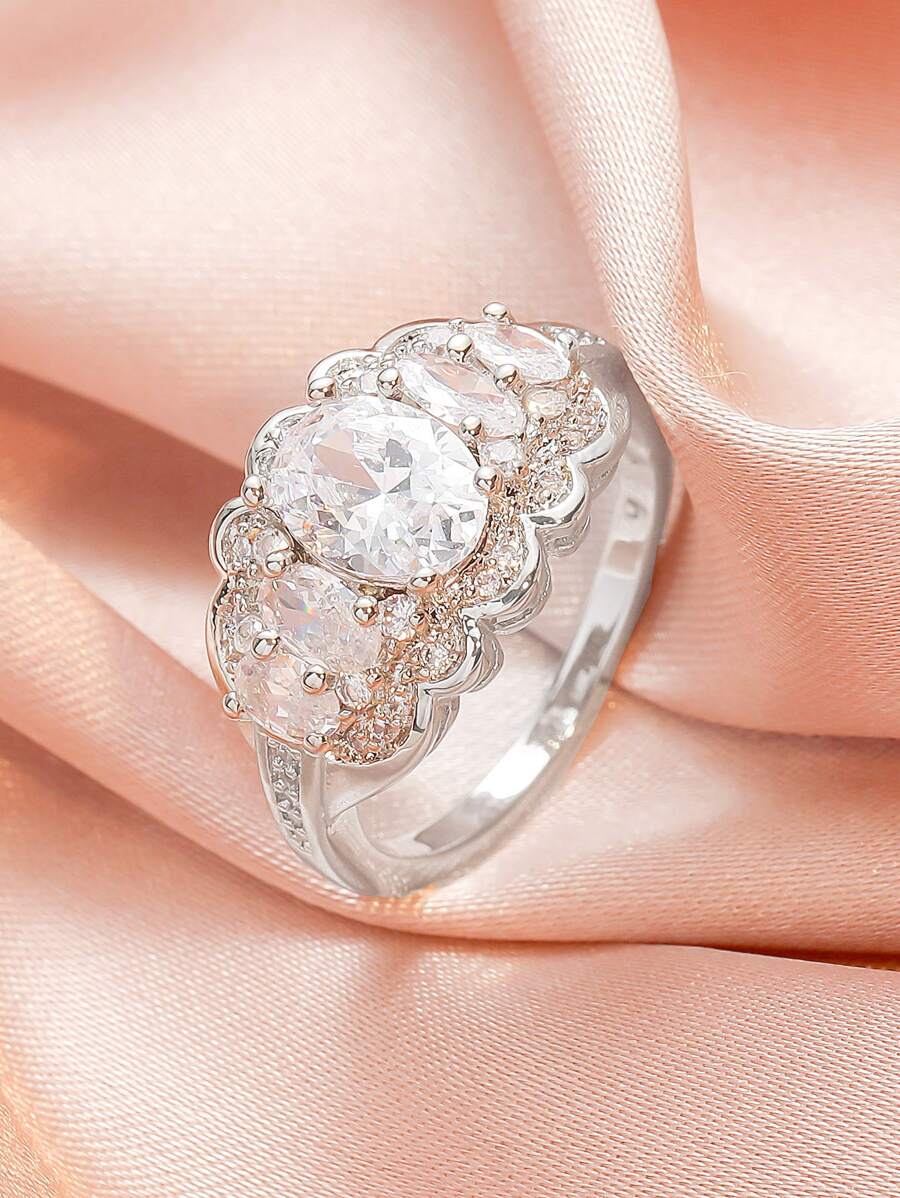 Anillo zirconia cúbica - Blanco - Ver 1