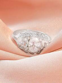 Anillo zirconia cúbica - Blanco - Ver 3