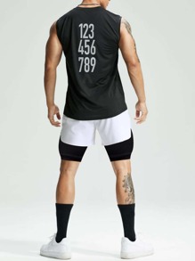 Manfinity Sport PWRUP 男友风格男士拼色二合一运动短裤，白色短裤健身短裤