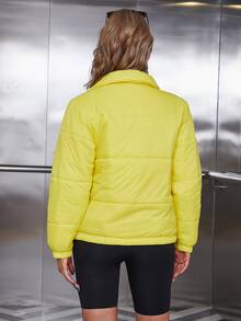 Eilly Bazar Zip Up Padded Coat For Winter - Yellow - View 2