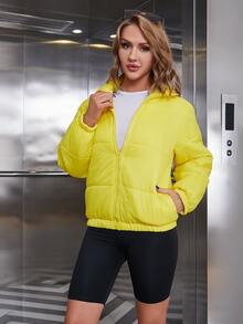 Eilly Bazar Zip Up Padded Coat For Winter - Yellow - View 3