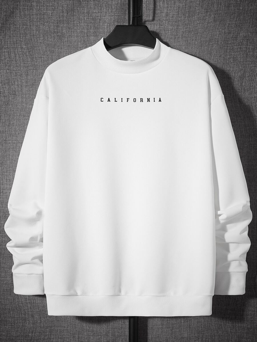 Manfinity RebelGame Men's Oversized Letter Graphic Drop Shoulder Sweatshirt - White - View 1