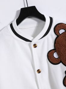 Manfinity EZcore Nam Áo khoác Đại học Bản vá Gấu Không có áo Hoodie - trắng - Xem 5