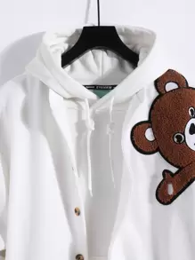 Manfinity EZcore Nam Áo khoác Đại học Bản vá Gấu Không có áo Hoodie - trắng - Xem 6