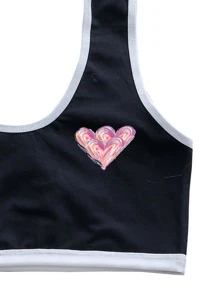 Girls 3pcs Contrast Binding Cartoon Graphic Bralet - Black - View 3