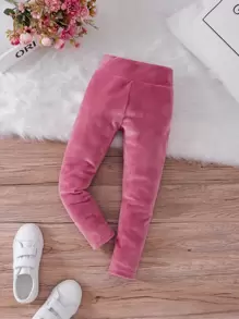 SHEIN Toddler Girls Solid Leggings - Hot Pink - View 1