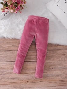 SHEIN Toddler Girls Solid Leggings - Hot Pink - View 2