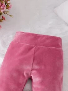 SHEIN Toddler Girls Solid Leggings - Hot Pink - View 3