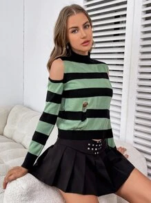 SHEIN Áo len nữ Bị tách Sọc Giải trí - Nhiều màu - Xem 6