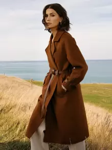 MOTF PREMIUM WOOL-MIX BELTED WRAP OVERCOAT - Rust Brown - View 2