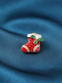 Christmas Cubic Zirconia Decor Stocking Design Brooch - Multicolor - View 1
