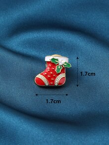 Christmas Cubic Zirconia Decor Stocking Design Brooch - Multicolor - View 3