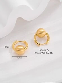 Bead Decor Hoop Earrings - Yellow Gold - View 5