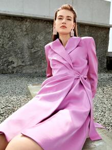 MOTF PREMIUM Chính thức Bọc Váy blazer - Hồng - Xem 5