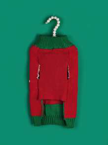 貴賓犬和貴婦犬秋冬季寵物衣服,可愛溫暖舒適,紅色聖誕鹿,聖誕樹,草原毛衣 - 彩色 - 查看 4