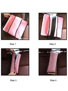 1入組長毛絨汽車座椅皮帶枕頭 - 粉色 - 查看 6