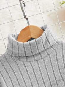 SHEIN Top Y Vestido De Cuello De Tortuga Con Hombros Caídos Para Niñas Preadolescentes - Gris Claro - Ver 3