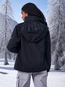 Gameset SHEIN Sport Waterproof Hooded Sports Jacket With Detachable Polar Fleece Liner - Black - View 2