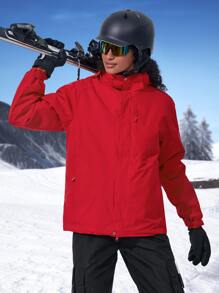 Waterproof Hooded Jacket With Detachable Liner - Red - View 1