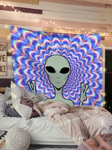 1pc Alien Print Tapestry - Multicolor - View 1