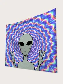 1pc Alien Print Tapestry - Multicolor - View 2