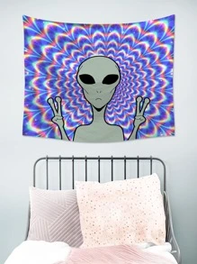 1pc Alien Print Tapestry - Multicolor - View 4