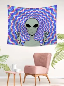 1pc Alien Print Tapestry - Multicolor - View 6