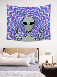 1pc Alien Print Tapestry - Multicolor - View 7