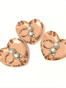 1 Pieza Bandeja De Metal En Forma De Corazón De Acero Inoxidable Bandeja De Cosméticos Y Joyas Bandeja Organizadora De Metal Bandeja De Decoración Del Hogar Bandeja De Postre, Regalo Para El Día De San Valentín - Oro rosa - Ver 6