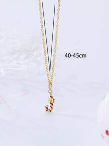 Christmas Candy Cane Charm Necklace - Yellow Gold - View 4