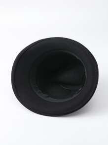 Sombrero fedora con estampado de leopardo con diseño de cinturón - Negro - Ver 7