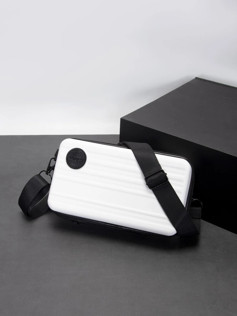 时尚迷你行李单肩包单/双肩包轻便防水适合返校大学生旅行PVC简约风格休闲街头风格男士男孩送给男朋友的礼物男士斜挎包男士包斜挎包侧包返校学习用品秋季邮差包男士包圆筒包复古款万圣节圣诞节 - 白色 - 查看 1