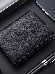 Men Litchi Embossed Small Wallet Credit Card Small Card Holder Bi-Fold Men Wallet Dad Gifts Mini Thin Lightweight Multi Layer ID Card Cash Minimalist Fashion Modern Business Anniversary On Valentine Day For Birthday Gift Gift Couple Men Male Gift For Men Wallet Purse Wallet Men Wallet Leather - Black - View 2
