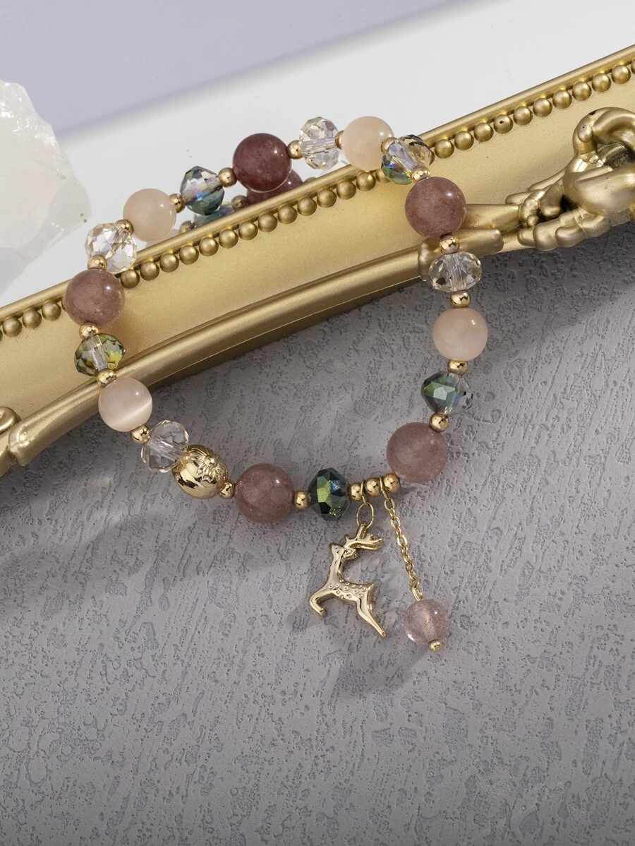 Deer Charm Beaded Bracelet