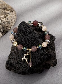 Deer Charm Beaded Bracelet