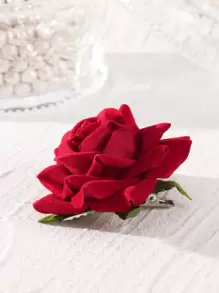 2pcs Rose Flower Decor Hair Clip Boho Flower Clip Valentine's Day Valentines Claw Clips Hair Claws Hair Barrettes, School Stuff, Vacation Outfits Woman, Hair Accessories, Head Accessories, Hair Accessories For Women - Red - View 5