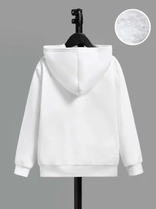 SHEIN Tween男孩座右銘和卡通圖形保暖連帽衛衣