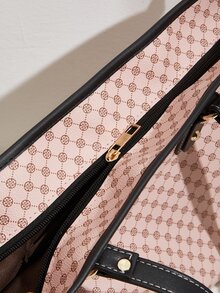 Túi Xách tay Nữ Tương phản ràng buộc Hình học Đôi tay cầm Đúng mốt - Nhiều màu - Xem 8