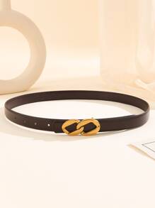 Cinturón con hebilla minimalista con cadena - Café integral - Ver 2