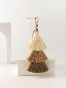 流蘇墜飾鑰匙圈 - 咖啡棕 - 查看 2